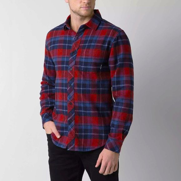 Billabong Men’s Henderson Red Plaid Flannel Button Down Shirt, M - Picture 1 of 11